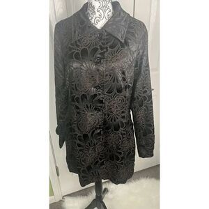 Ethyl Women’s Black Floral Dress Coat Size M‎